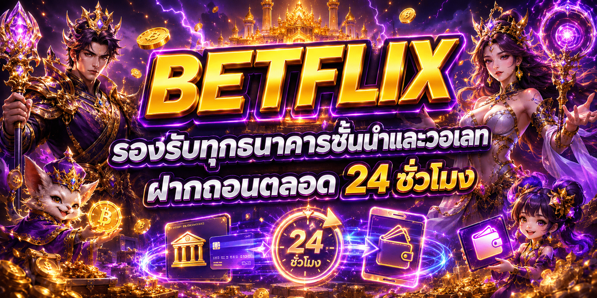 BETFLIX รองรับทุกธนาคารชั้นนำและวอเลท ฝากถอนตลอด 24 ชั่วโมง